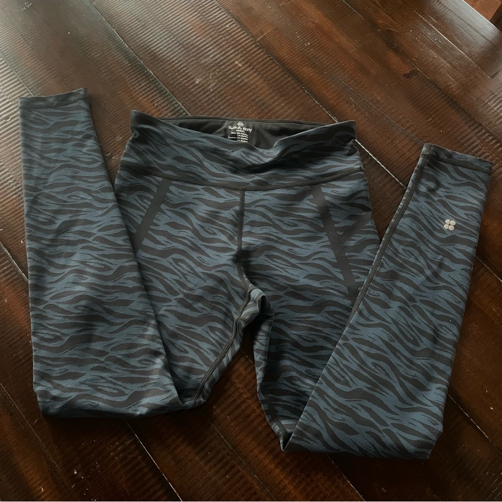 Sweaty Betty All Day Black and blue zebra Patterned Women's Leggings